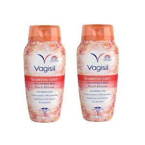 2 Pack Vagisil Feminine Wash Scentsitive Scents pH Balanced Peach Blossom 12 oz